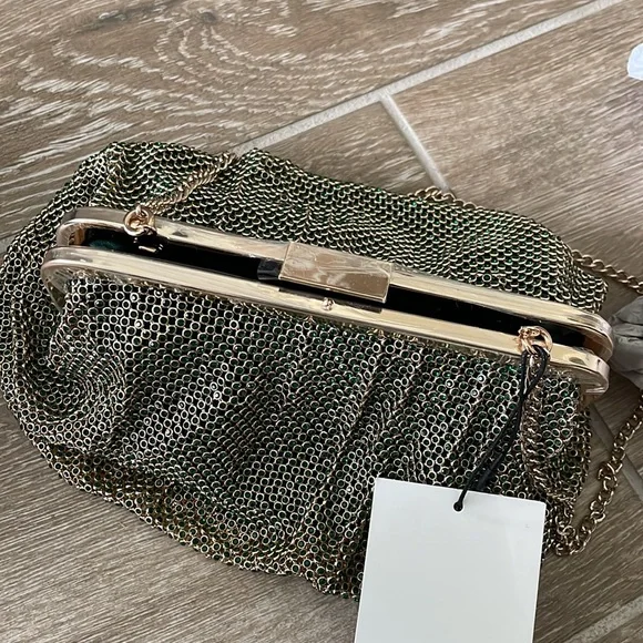 Zara gold & green shimmery chainmail bag - Picture 10 of 12